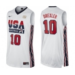 Men's Nike Team USA #10 Clyde Drexler Swingman White 2012 Olympic Retro Basketball Jersey