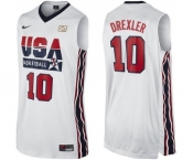 Men's Nike Team USA #10 Clyde Drexler Swingman White 2012 Olympic Retro Basketball Jersey