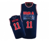 Men's Nike Team USA #11 Karl Malone Authentic Navy Blue 2012 Olympic Retro Basketball Jersey