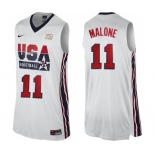 Men's Nike Team USA #11 Karl Malone Swingman White 2012 Olympic Retro Basketball Jersey