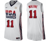 Men's Nike Team USA #11 Karl Malone Swingman White 2012 Olympic Retro Basketball Jersey