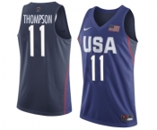 Men's Nike Team USA #11 Klay Thompson Authentic Navy Blue 2016 Olympic Basketball Jersey