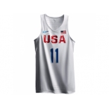 Men's Nike Team USA #11 Klay Thompson Authentic White 2016 Olympic Basketball Jerse