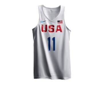 Men's Nike Team USA #11 Klay Thompson Authentic White 2016 Olympic Basketball Jerse