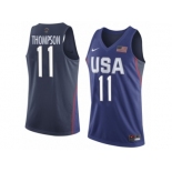 Men's Nike Team USA #11 Klay Thompson Swingman Navy Blue 2016 Olympic Basketball Jersey