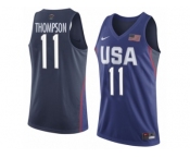 Men's Nike Team USA #11 Klay Thompson Swingman Navy Blue 2016 Olympic Basketball Jersey