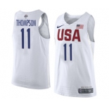 Men's Nike Team USA #11 Klay Thompson Swingman White 2016 Olympic Basketball Jersey