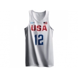 Men's Nike Team USA #12 DeMarcus Cousins Swingman White 2016 Olympic Basketball Jersey