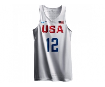 Men's Nike Team USA #12 DeMarcus Cousins Swingman White 2016 Olympic Basketball Jersey