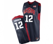 Men's Nike Team USA #12 James Harden Authentic Navy Blue 2012 Olympics Basketball Jersey