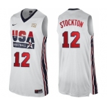 Men's Nike Team USA #12 John Stockton Swingman White 2012 Olympic Retro Basketball Jersey