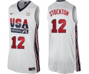 Men's Nike Team USA #12 John Stockton Swingman White 2012 Olympic Retro Basketball Jersey