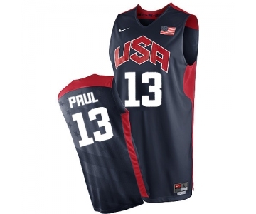 Men's Nike Team USA #13 Chris Paul Swingman Navy Blue 2012 Olympics Basketball Jersey