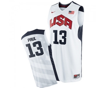 Men's Nike Team USA #13 Chris Paul Swingman White 2012 Olympics Basketball Jersey