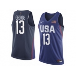 Men's Nike Team USA #13 Paul George Swingman Navy Blue 2016 Olympic Basketball Jersey