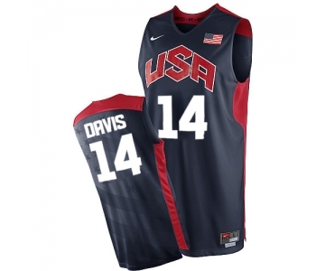 Men's Nike Team USA #14 Anthony Davis Swingman Navy Blue 2012 Olympics Basketball Jersey