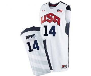 Men's Nike Team USA #14 Anthony Davis Swingman White 2012 Olympics Basketball Jersey