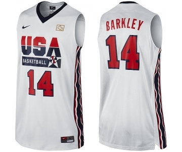 Men's Nike Team USA #14 Charles Barkley Authentic White 2012 Olympic Retro Basketball Jersey