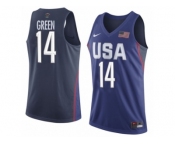 Men's Nike Team USA #14 Draymond Green Swingman Navy Blue 2016 Olympic Basketball Jersey