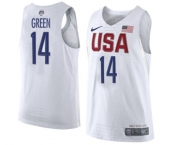 Men's Nike Team USA #14 Draymond Green Swingman White 2016 Olympic Basketball Jersey