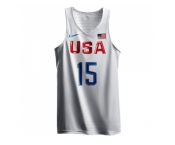 Men's Nike Team USA #15 Carmelo Anthony Authentic White 2016 Olympic Basketball Jersey