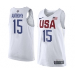 Men's Nike Team USA #15 Carmelo Anthony Swingman White 2016 Olympic Basketball Jersey