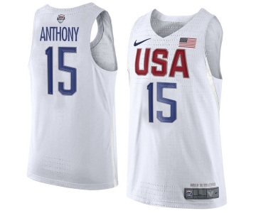 Men's Nike Team USA #15 Carmelo Anthony Swingman White 2016 Olympic Basketball Jersey