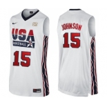 Men's Nike Team USA #15 Magic Johnson Authentic White 2012 Olympic Retro Basketball Jersey