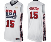 Men's Nike Team USA #15 Magic Johnson Authentic White 2012 Olympic Retro Basketball Jersey