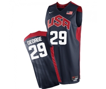 Men's Nike Team USA #29 Paul George Authentic Navy Blue 2012 Olympics Basketball Jersey