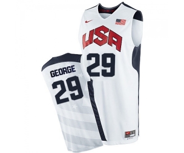 Men's Nike Team USA #29 Paul George Authentic White 2012 Olympics Basketball Jersey