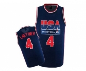 Men's Nike Team USA #4 Christian Laettner Authentic Navy Blue 2012 Olympic Retro Basketball Jersey