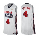 Men's Nike Team USA #4 Christian Laettner Swingman White 2012 Olympic Retro Basketball Jersey