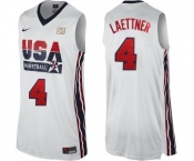 Men's Nike Team USA #4 Christian Laettner Swingman White 2012 Olympic Retro Basketball Jersey