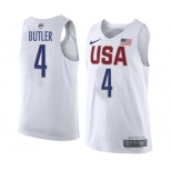 Men's Nike Team USA #4 Jimmy Butler Authentic White 2016 Olympic Basketball Jersey