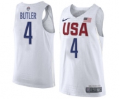 Men's Nike Team USA #4 Jimmy Butler Authentic White 2016 Olympic Basketball Jersey