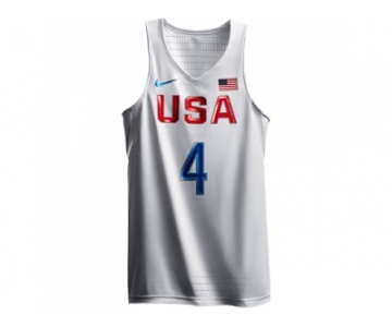 Men's Nike Team USA #4 Jimmy Butler Authentic White 2016 Olympic Basketball Jersey