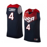 Men's Nike Team USA #4 Stephen Curry Authentic Navy Blue 2014 Dream Team Basketball Jersey