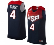 Men's Nike Team USA #4 Stephen Curry Authentic Navy Blue 2014 Dream Team Basketball Jersey