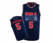 Men's Nike Team USA #5 David Robinson Authentic Navy Blue 2012 Olympic Retro Basketball Jersey