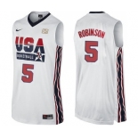 Men's Nike Team USA #5 David Robinson Swingman White 2012 Olympic Retro Basketball Jersey