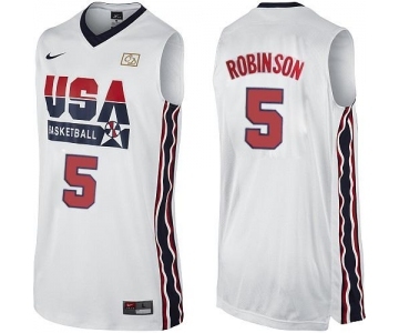 Men's Nike Team USA #5 David Robinson Swingman White 2012 Olympic Retro Basketball Jersey