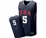 Men's Nike Team USA #5 Kevin Durant Swingman Navy Blue 2010 World Basketball Tournament Jersey