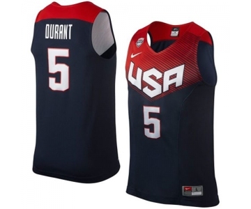 Men's Nike Team USA #5 Kevin Durant Swingman Navy Blue 2014 Dream Team Basketball Jersey