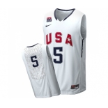 Men's Nike Team USA #5 Kevin Durant Swingman White 2010 World Basketball Tournament Jersey