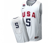 Men's Nike Team USA #5 Kevin Durant Swingman White 2010 World Basketball Tournament Jersey