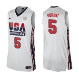 Men's Nike Team USA #5 Kevin Durant Swingman White 2012 Olympic Retro Basketball Jersey