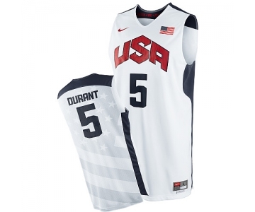 Men's Nike Team USA #5 Kevin Durant Swingman White 2012 Olympics Basketball Jersey