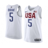 Men's Nike Team USA #5 Kevin Durant Swingman White 2016 Olympic Basketball Jersey