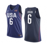 Men's Nike Team USA #6 DeAndre Jordan Authentic Navy Blue 2016 Olympics Basketball Jersey